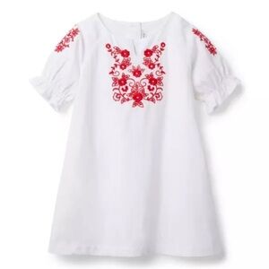 Janie and Jack White Dress with Red Embroidery Tunic Girl's Dress Size 7